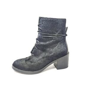 Ugg Shoes Womens 9 Oriana Exotic Boots Black Calf Hair Leather Lace Up Ankle Zip